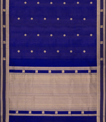 Dark Blue Handloom Silk Cotton Saree With Zari Buttas-SC4579