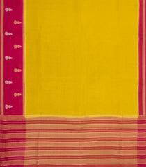 Lime Green Woven Blended Viscose Saree With Contrast Border-BL5620