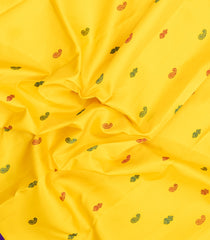 Yellow Handloom Korvai Kanchipuram Silk Saree With Silk Buttas-KA15908