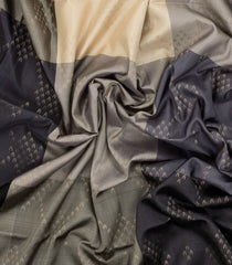 Grey & Cream Handloom Soft Silk Saree With Diamond Motifs-SO4488