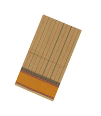 Sandal Handloom Village Cotton Saree With Stripes-VC1641
