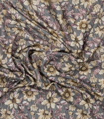 Grey Printed Synthetic Dola Silk Saree With Zari Border-BL5042