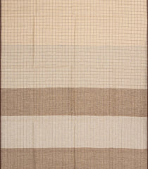 Cream Woven Linen Saree With Checks-LI0716