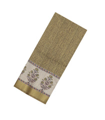 Olive Green Printed Synthetic Tussar Silk Saree With Zari Border-SY0022