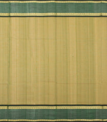 Olive Green Handloom Silk Cotton Saree With Stripes & Contrast Border-SC4069