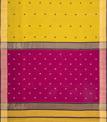 Mustard Handloom Maheswari Silk Cotton Saree With Buttas & Zari Border-SC4860