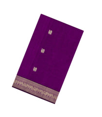 Purple Handloom Silk Cotton Saree With Buttas-SC4435