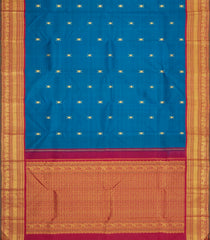 Indigo Handloom Korvai Kanchipuram Silk Saree With Buttas-KA16423