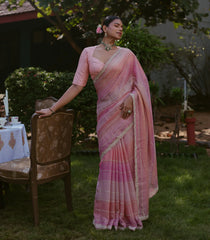 Multi Colour Woven Tissue Saree With Embroidery Stripes