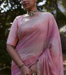 Multi Colour Woven Tissue Saree With Embroidery Stripes