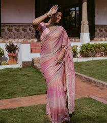 Multi Colour Woven Tissue Saree With Embroidery Stripes