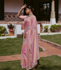 Multi Colour Woven Tissue Saree With Embroidery Stripes