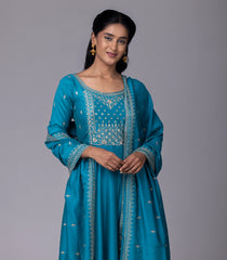 Teal Blue Embroidered Festive Anarkali Set-RC5593