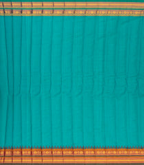 Cyan Handloom Gadwal Silk Cotton Saree With Buttas & Temple Border-GA0207