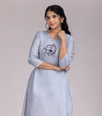 Ice Blue Embroidered Co-Ord Set-CO5007