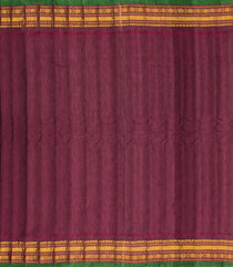 Bottle Green Handloom Gadwal Silk Cotton Saree With Buttas & Contrast Border-GA0221