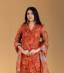 Rust Orange printed Casual Kurta Set-RC5619
