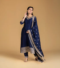 Navy blue Embroidered Festive Kurta Set-RC5617