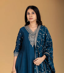 Teal Blue Embroidered Festive Set-RC5616