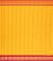 Yellow Handloom Gadwal Silk Cotton Saree With Buttas & Temple Border-GA0209