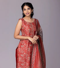 Red & Beige Printed Kurta Set-RC5574