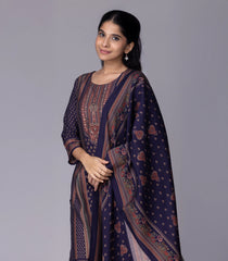 Navy Blue Printed Festive Kurta Set-RC5598