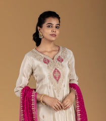 Off-White and Pink embroidered Kurta Set-RC5623