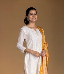 Off- White Embroidered Festive Kurta Set-RC5624