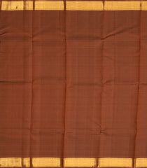 Dark Beige Handloom Kanchipuram Silk Saree With Checks & Buttas-KA12384