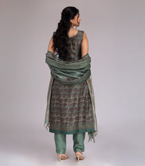Dark Green Printed Festive Kurta Set-RC5576