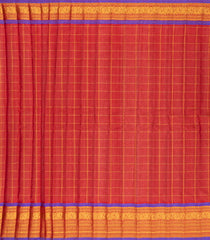 Dark Olive Handloom Gadwal Silk Cotton Saree With Checks & Buttas-GA0215