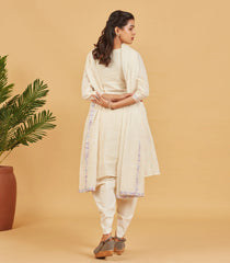 White Floral Embellished Short Kurta Set