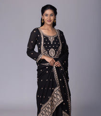 Black Festive Embroidered Anarkali Set-RC5584