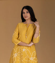 Mustard embroidered Festive Co-Ord Set-CO5014