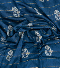 Navy Blue Printed Synthetic Dola Silk Saree With Zari Motifs & Border -SY0351