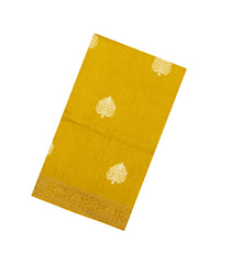 Mustard Printed Synthetic Dola Silk Saree With Zari Stripes & Border-SY0410