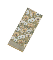 Beige Printed Synthetic Linen Saree With Floral Motifs-SY0188