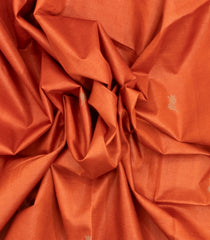 Orange Woven Tussar Silk Saree With Floral Motifs & Zari Border-TU3537