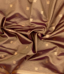 Taupe Woven Dupion Silk Saree With Buttas & Meena Borders-DS0583