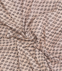 Cream Printed Jaipur Cotton Saree With Floral Motifs-JC1747