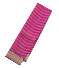 Magenta Handloom Kanchipuram Silk Saree With Floral Stripes-KA13673