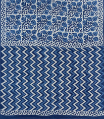Indigo Printed Jaipur Cotton Saree With Border-JC1839