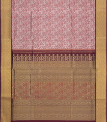 Dusty Pink Handloom Natural Dyed Lino Varna Silk Saree With Floral Vine Motifs-KA16734