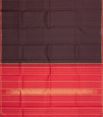 Black Handloom Kanchipuram Silk Saree With Silk Checks-KA15701