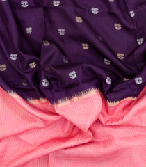 Dark Purple & Peach Woven Blended Viscose Half & Half Saree-BL5524