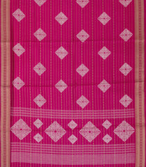Hot Pink Printed Art Dola Silk Saree With Stripes & Floral Motifs-BL5751