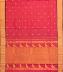 Red Handloom Kanchipuram Silk Saree With Vairaoosi Stripes & Buttas-KA14002