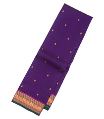 Violet Handloom Kanchipuram Silk Saree With Rudraksham Buttas