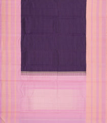 Dark Purple Handloom Korvai Kanchipuram Silk Saree With Stripes-KA15731
