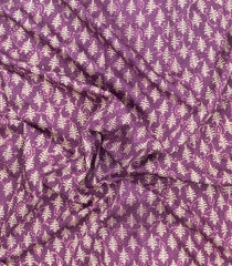 Lilac Printed Jaipur Cotton Saree With Floral Motifs-JC1716